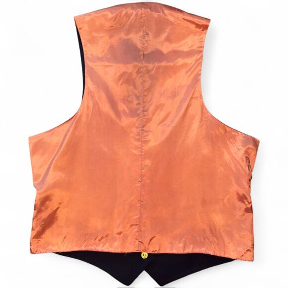 Reversible Mens Navy Blue/Grey/Burnt Orange Vest Gold Buttons Size Medium Preppy - Picture 12 of 15